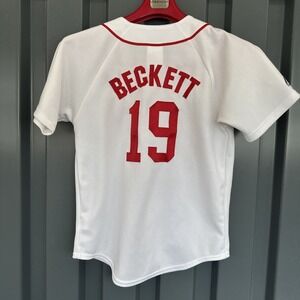 Boston Red Sox Josh Beckett #19 Authentic Jersey Home White Majestic Youth M